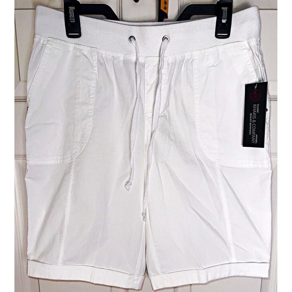 Khakis & Company Classic Apparel Women's White Cargo Shorts Drawstring Size 6